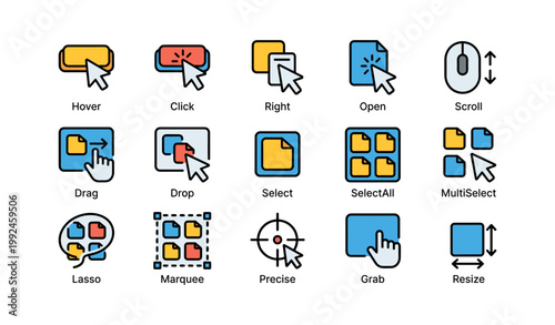 Cursor selection icons arranged in a grid on white background