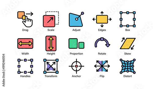 Transform tool icons showing resize and edit controls on white