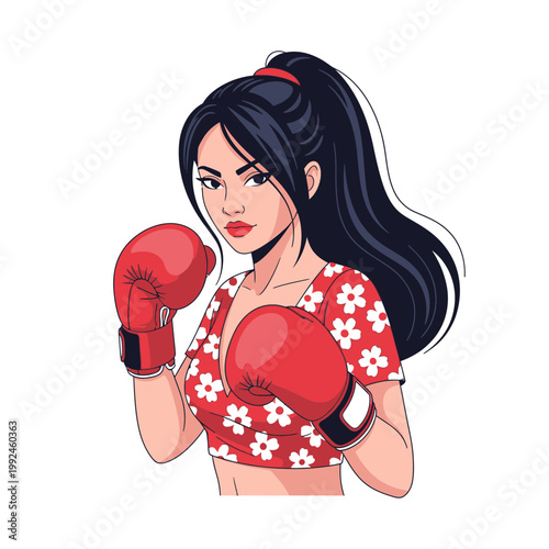 Woman Boxer Fighting Stance