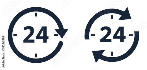 24 7 availability icon continuous service and support representation