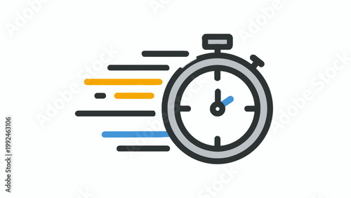 Modern Stopwatch Illustration for Quick Response, Process Optimization, and Enhanced Velocity with Dynamic Motion