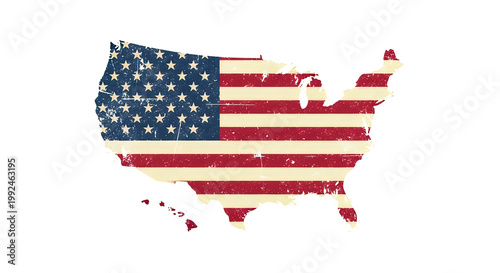 Vintage USA flag with distressed texture for Flag Day celebration background