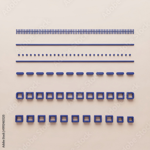 Blue 3D Geometric Divider Lines Border Design Elements