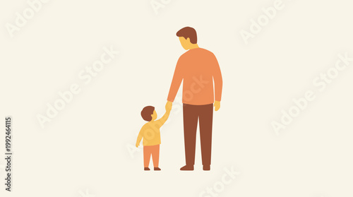 Illustration of a parent and child holding hands depicting care and guidance