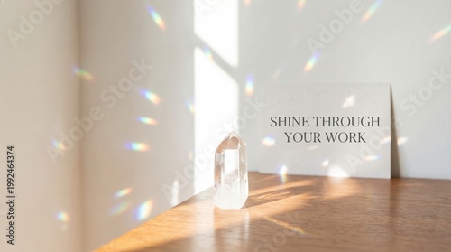 Minimalist Setting with a Crystal and Light Sparkle