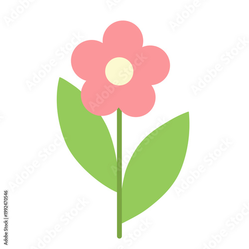 Pink flower, vector illustration. Flat style. Floral design element.