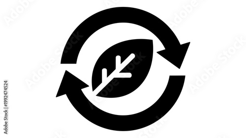 Eco friendly recycling icon, sustainable development symbol, circular economy concept, vector illustration isolated on w