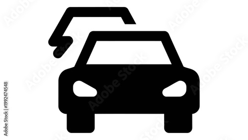 Electric car icon, vector illustration of an ev vehicle with a lightning bolt symbol, isolated on white background