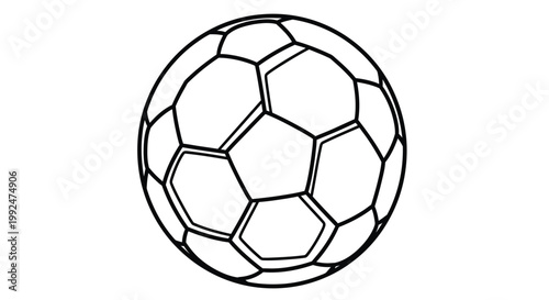 Simple line drawing of a classic soccer ball with pentagonal and hexagonal panels
