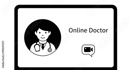 Online Doctor Consultation Service on Laptop Screen.