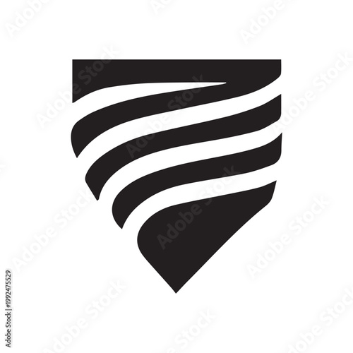 vector black and white shield logo design
