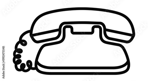 Black and white line drawing of a vintage rotary telephone handset