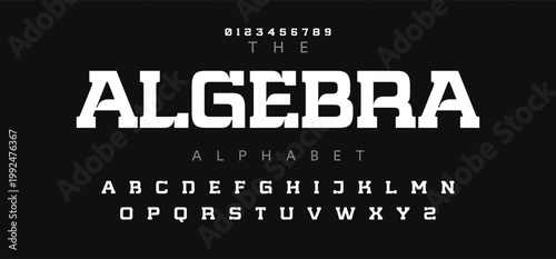 ALGEBRA Modern futuristic alphabet display font vector. Creative decorative sans serif typography