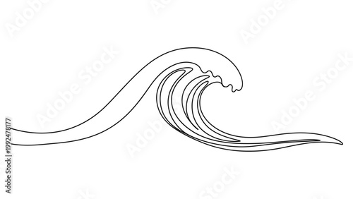Continuous single line drawing of ocean sea wave.