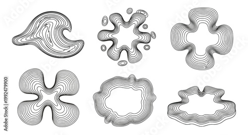 Cookie Cutters, Metallic, 6 Pieces, Baking, Kitchen, Shapes, Vector Icons