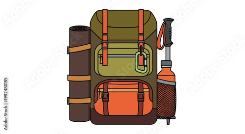 Backpack, Trekking Pole, Sleeping Pad, Water Bottle for Hiking and Camping