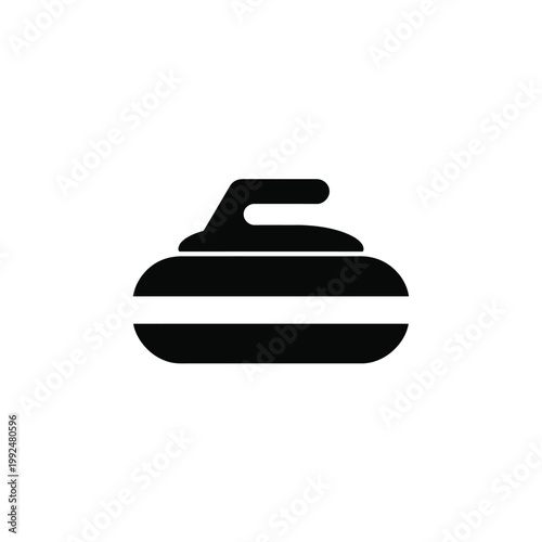 Curling stone sits isolated against a clean background for sports competition.