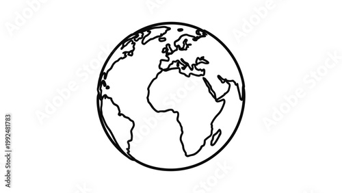 Simple line art drawing of the earth globe icon.