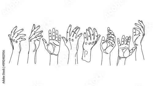 Collection of hand drawn gestures and palm sketches.