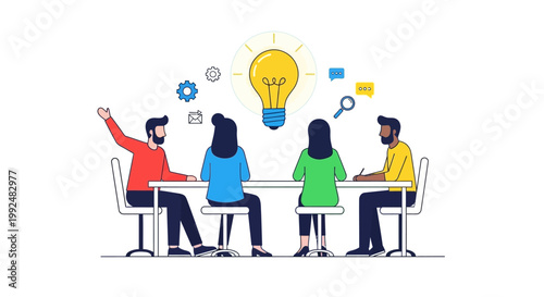 People sitting around a table brainstorming ideas.