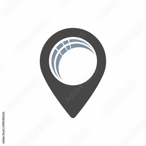 Location Pin Icon with Abstract Globe Design.