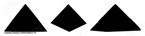 Pyramids set with black silhouette on white background featuring ancient, geometric, iconic with archaeology and mystique.