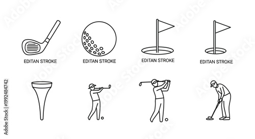 Collection of Golf Icons and Illustrations.