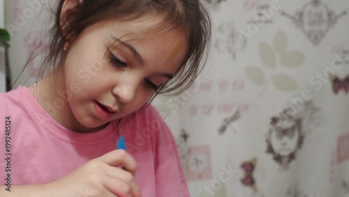 Little girls sculpt figurines crafts from air plasticine, modeling dough. Online lessons in tablet. Children's creativity hobby developing activities, training, learn of fine motor skills of hands.