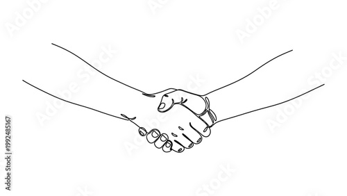 Minimalist hand drawing of a professional handshake representing partnership and agreement.