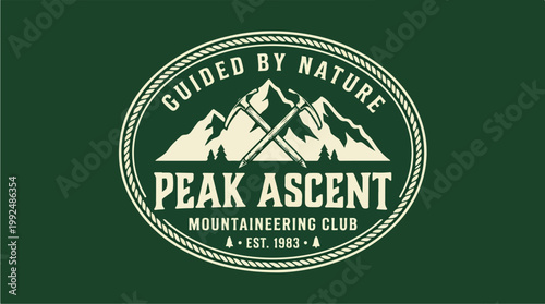 Peak Ascent Mountaineering Club Logo with Mountains and Axes.