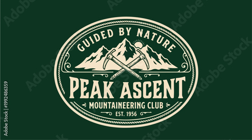 Peak Ascent Mountaineering Club Logo with Mountains and Ice Axes.