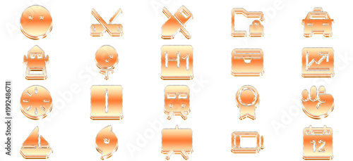 Foto 3D Glass Minimal Glassmorphism 20 Icon Set Isolated on Transparent Background –