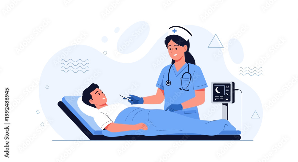 Obraz premium Nurse Administering Injection to Patient in Hospital Bed