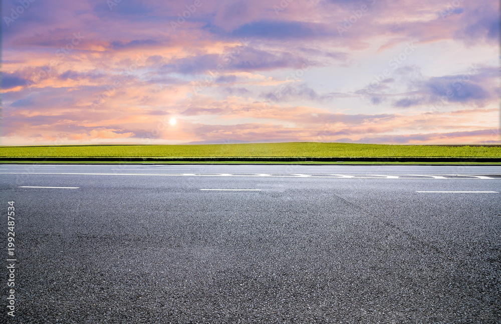 Fototapeta premium Road sunset cloud highway landscape nature outdoor travel
