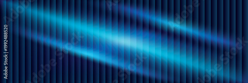 Abstract blue background featuring a repeating vertical louvered panel pattern with glowing neon accents.