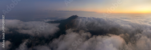 Tai mo shan mountian low clouds at sunrise