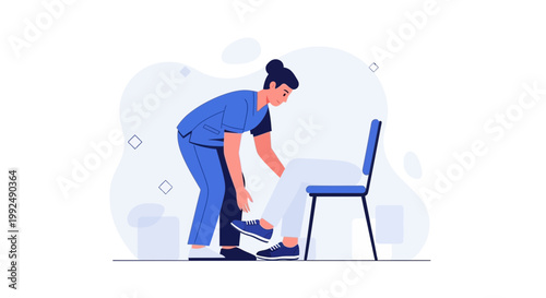 Nurse helping patient with leg exercise, rehabilitation, physical therapy, medical care