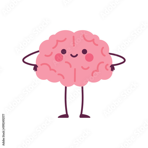 Happy Brain Character Kawaii Icon