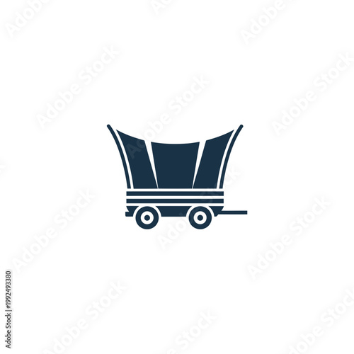 Covered Wagon Silhouette Icon - Vintage Transportation Vector