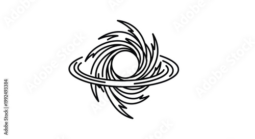Abstract Swirl Emblem - Black and White Vortex Symbol