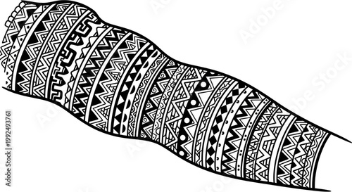 Intricate Polynesian Tribal Tattoo Sleeve Design in Black and White.