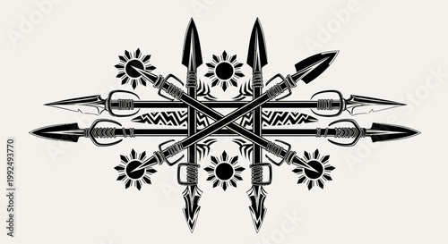 Black and white tribal dagger design.