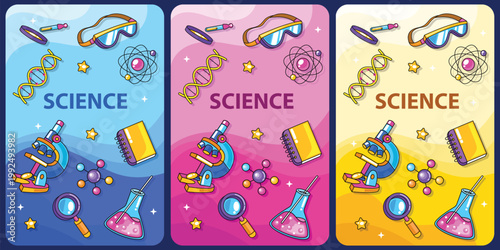 Set of science education poster template background