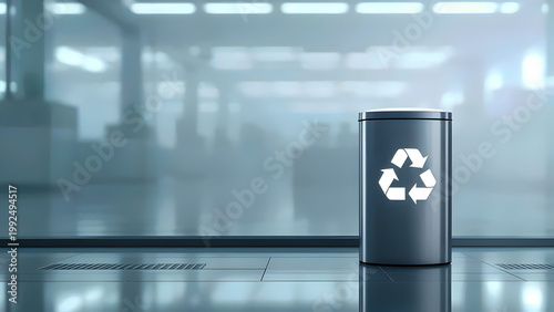 Sleek Recycling Bin in Modern Office Environment