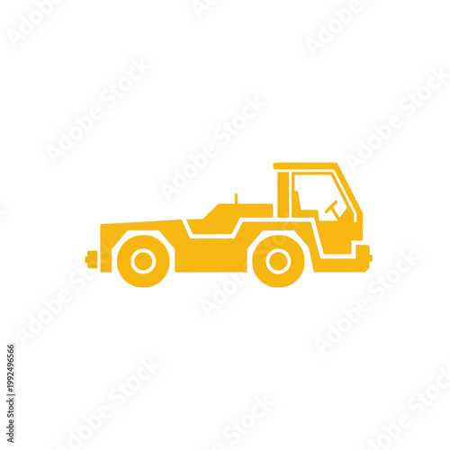 A simple, clean vector icon of an airport tug vehicle, essential for ground operations and aircraft movement on a runway for efficient logistical support