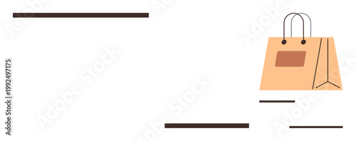 Online shopping, retail, delivery services, digital marketing, branding, business logistics. Minimal shopping bag with clean lines on a white background. Online shopping and retail theme