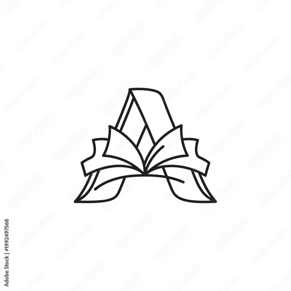 Obraz premium Stylized Letter A Design with Open Book, Education Concept, Isolated White Background
