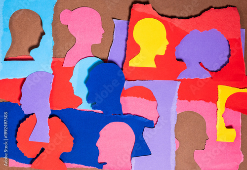 Variouys peoples heads in vivid colors
