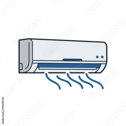 Wall Mounted Air Conditioner Unit Blowing Cool Air