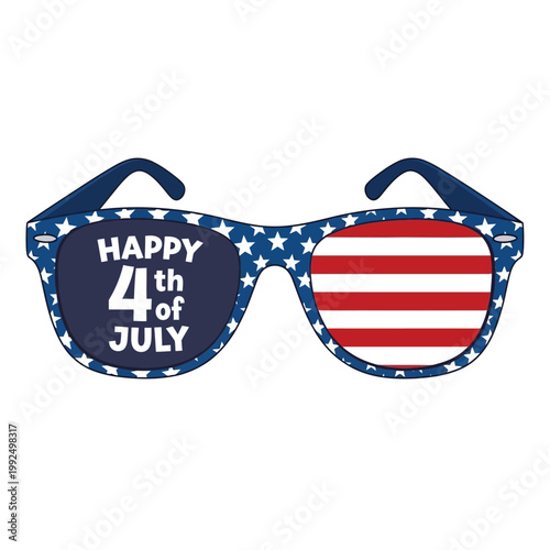 Happy 4th of July Patriotic Sunglasses with Stars and Stripes Design